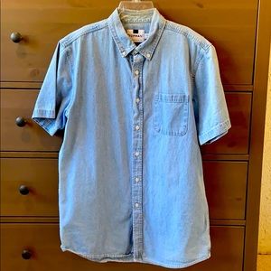 Topman Short Sleeved Denim Shirt